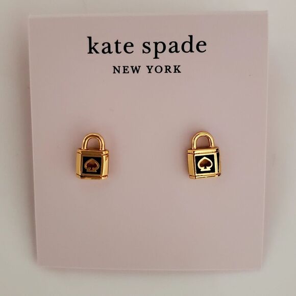 Kate Spade Lock and Spade Enamel Stud Earrings - Picture 1 of 3